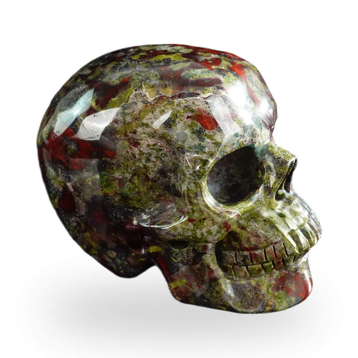Dragon Blood Jasper crystal skull 3" SKH30DB01 view 4