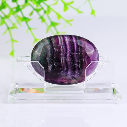 Natural Green Fluorite Hand Carved Crystal Polished Palm Stone