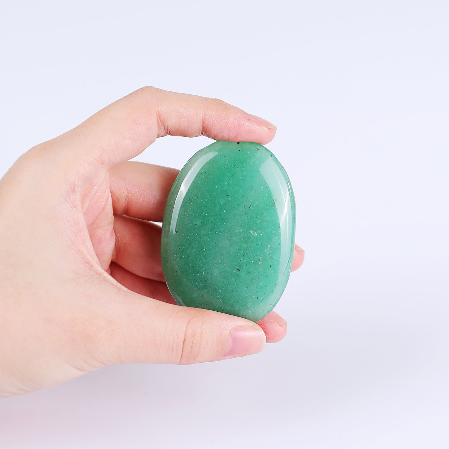 Natural Green Aventurine Hand Carved Crystal Polished Palm Stone