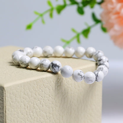 Natural Howlite Beads Bracelet,Healing Energy Bracelet,Handcrafted Gift