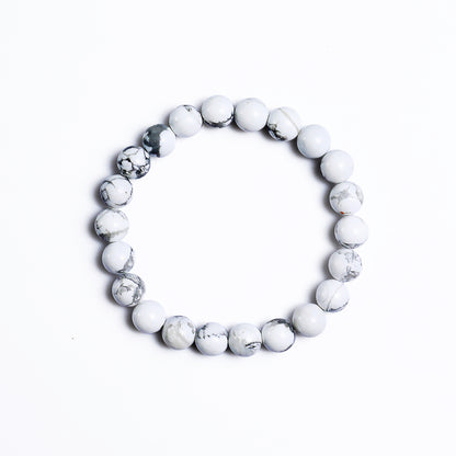 Natural Howlite Beads Bracelet,Healing Energy Bracelet,Handcrafted Gift