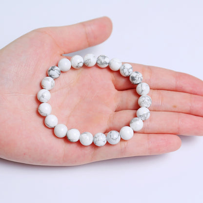 Natural Howlite Beads Bracelet,Healing Energy Bracelet,Handcrafted Gift