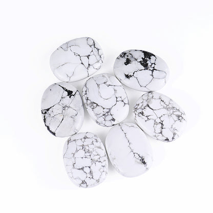 Natural Howlite Hand Carved Crystal Polished Palm Stone