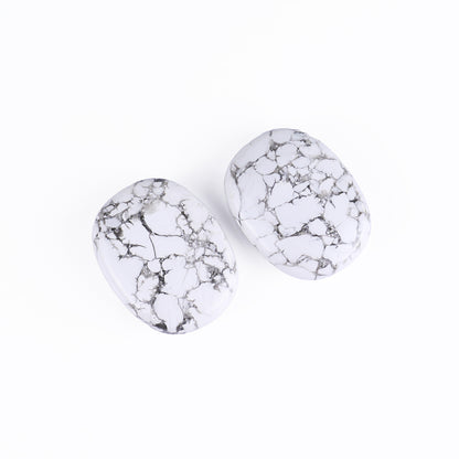 Natural Howlite Hand Carved Crystal Polished Palm Stone