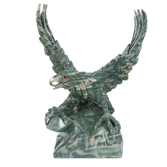 Nicedony 16.5" Nine Dragon Jade Hand Carved Crystal Eagle Sculpture (SKU: 3100166) - Photo 1
