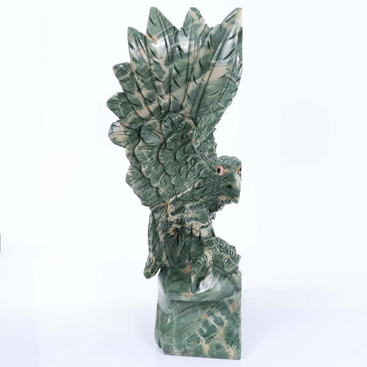 Nicedony 16.5" Nine Dragon Jade Hand Carved Crystal Eagle Sculpture (SKU: 3100166) - Photo 4