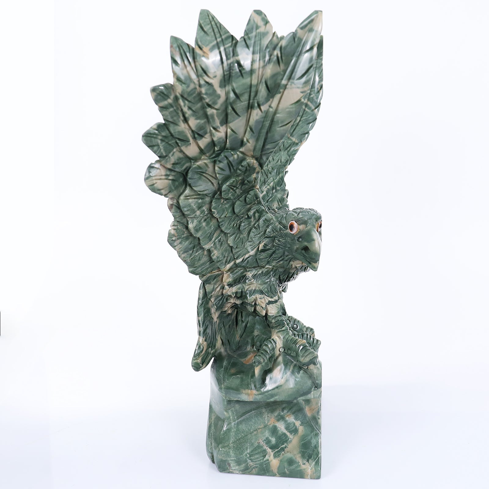 Nicedony 16.5" Nine Dragon Jade Hand Carved Crystal Eagle Sculpture (SKU: 3100166) - Photo 4