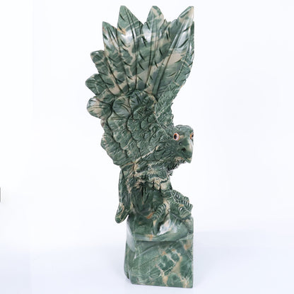 Nicedony 16.5" Nine Dragon Jade Hand Carved Crystal Eagle Sculpture (SKU: 3100166) - Photo 4
