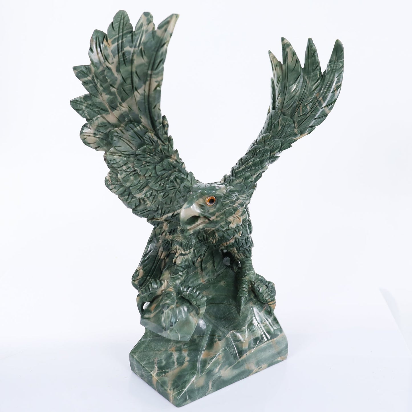 Nicedony 16.5" Nine Dragon Jade Hand Carved Crystal Eagle Sculpture (SKU: 3100166) - Photo 3