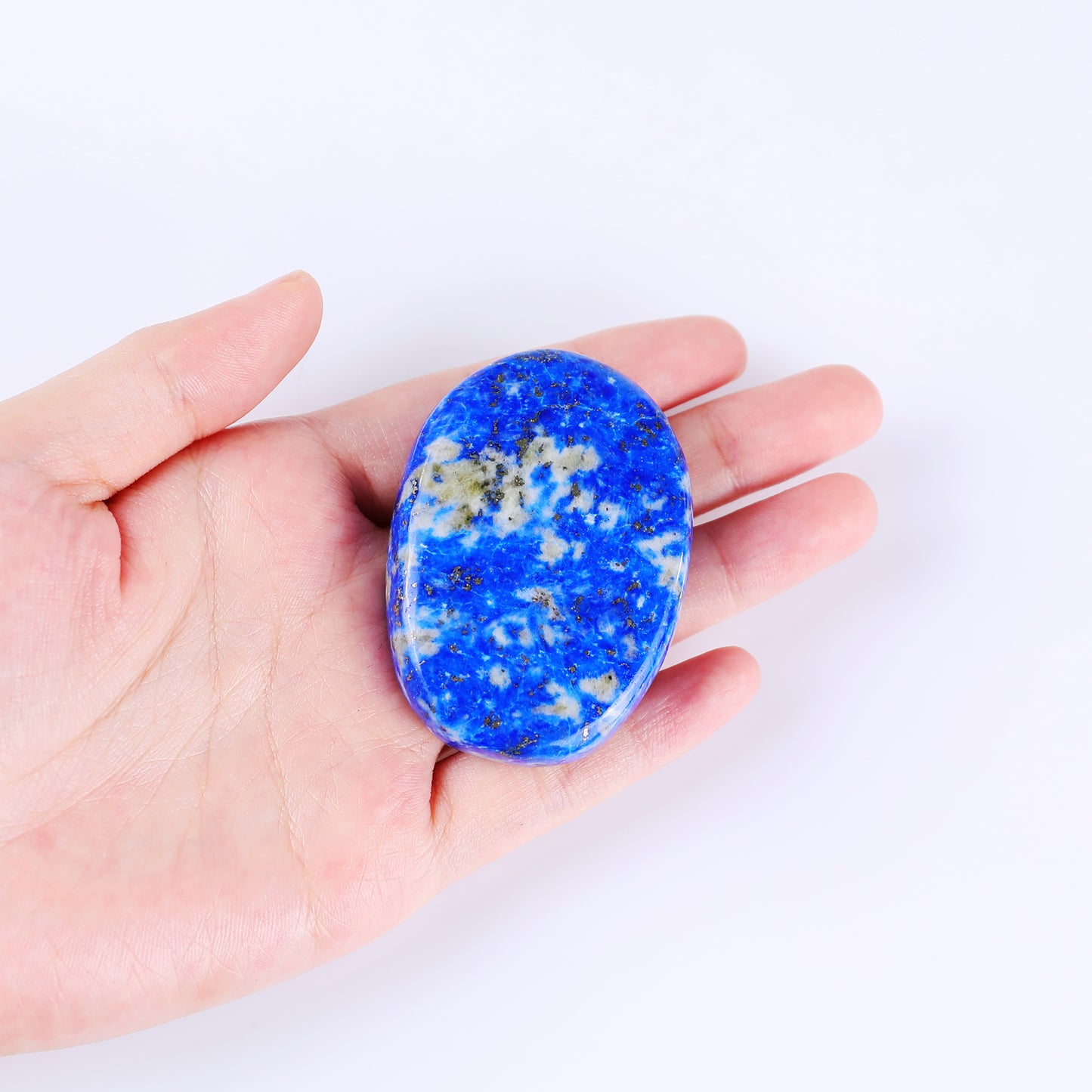 Natural Lazuli Lapis Hand Carved Crystal Polished Palm Stone
