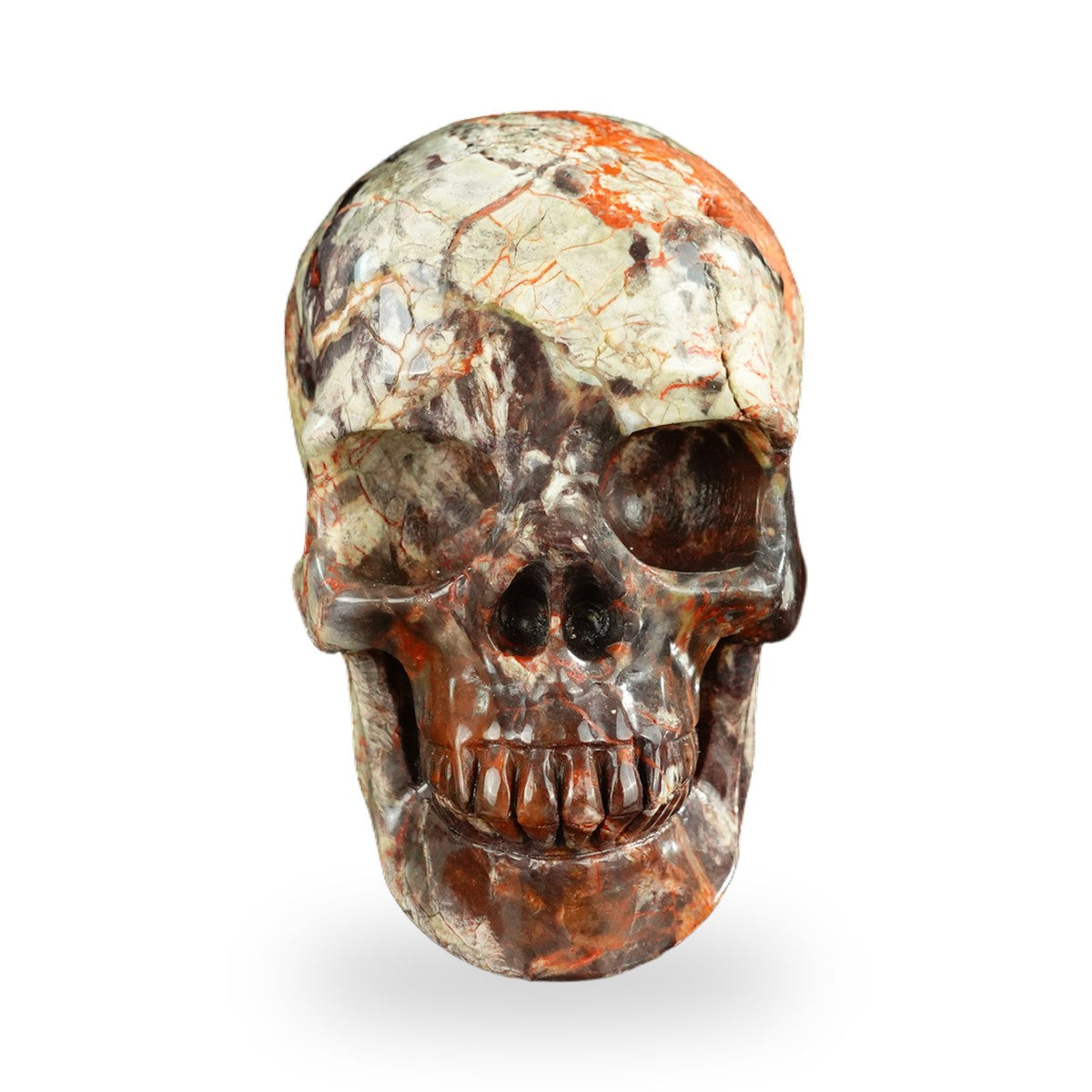 Money agate crystal skull 4.5" SKH45MG01 hand carved gemstone