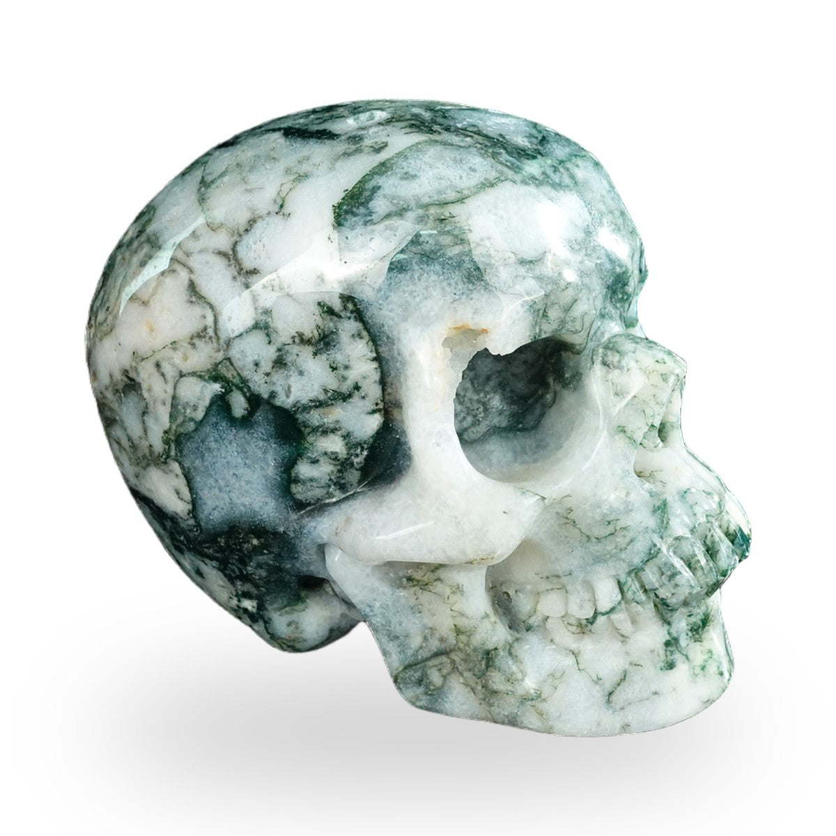 Moss Agate crystal skull 4.5" SKH45MA01 view 3