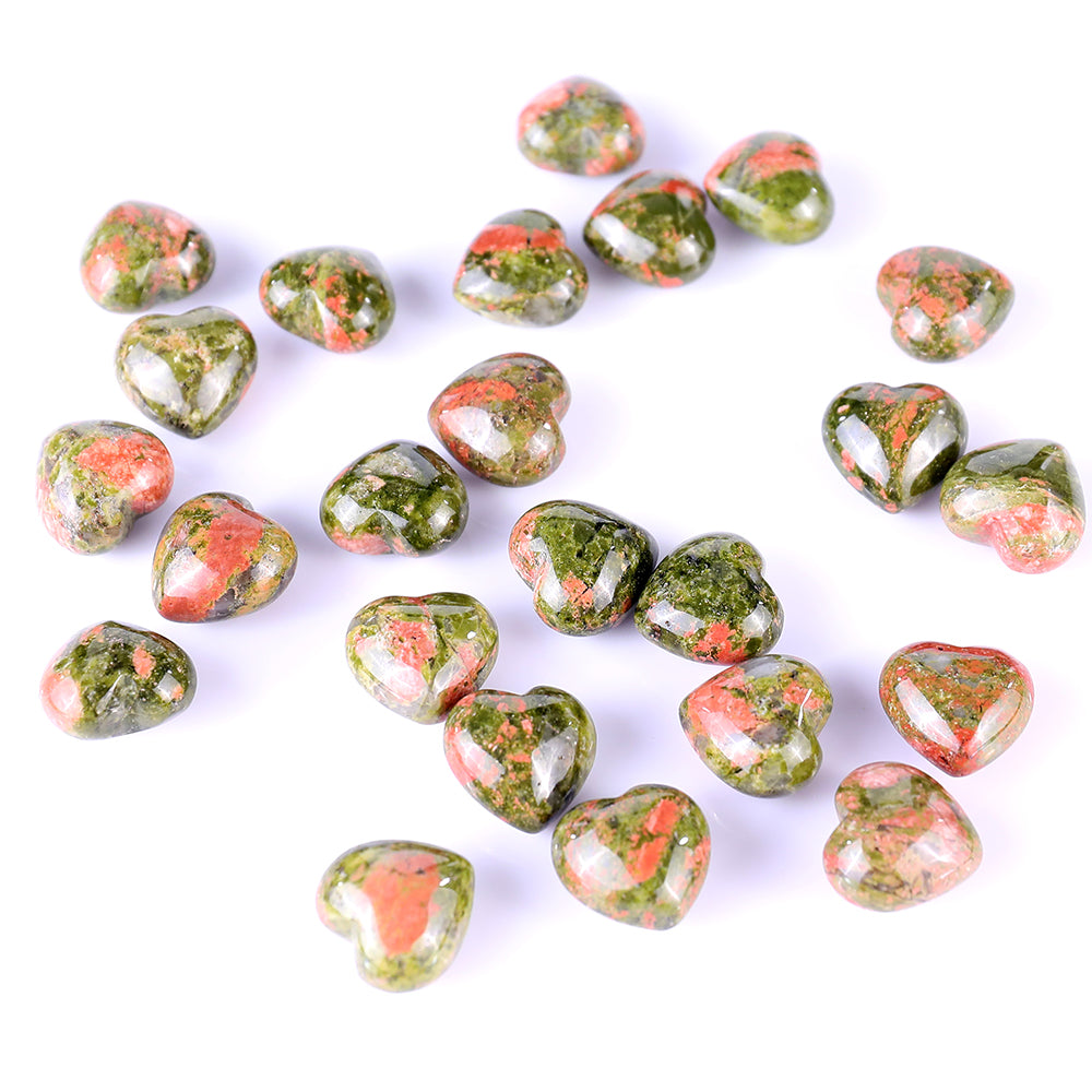 Nicedony 0.8" Pink and Green Unakite Hand Carved Crystal Heart - View 2