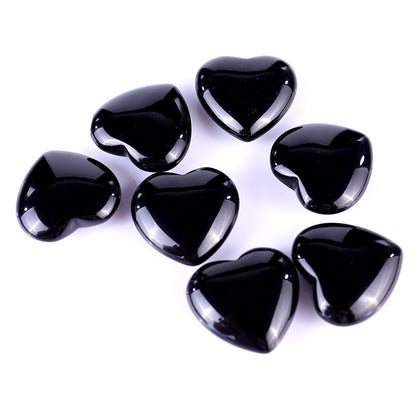 Nicedony 1.2" Black Obsidian Hand Carved Crystal Heart - View 4