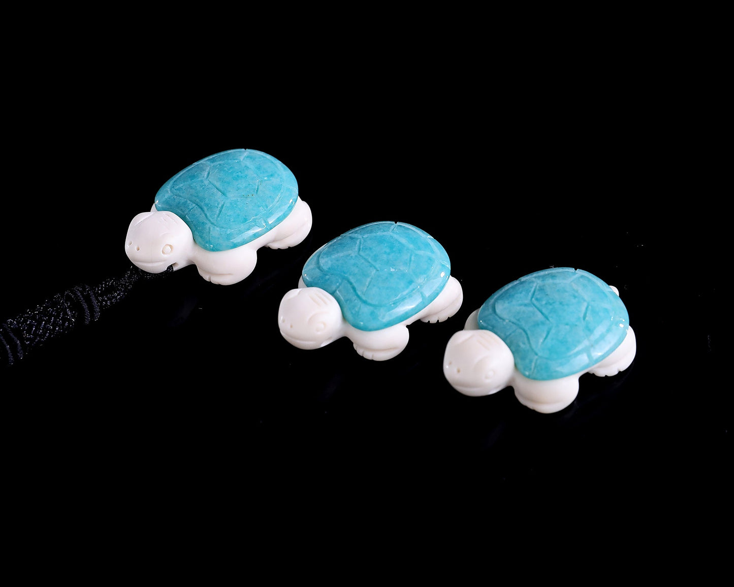 Nicedony 1.5" Amazonite Hand Carved Crystal Mini Turtle Pendant 3pcs - View 2