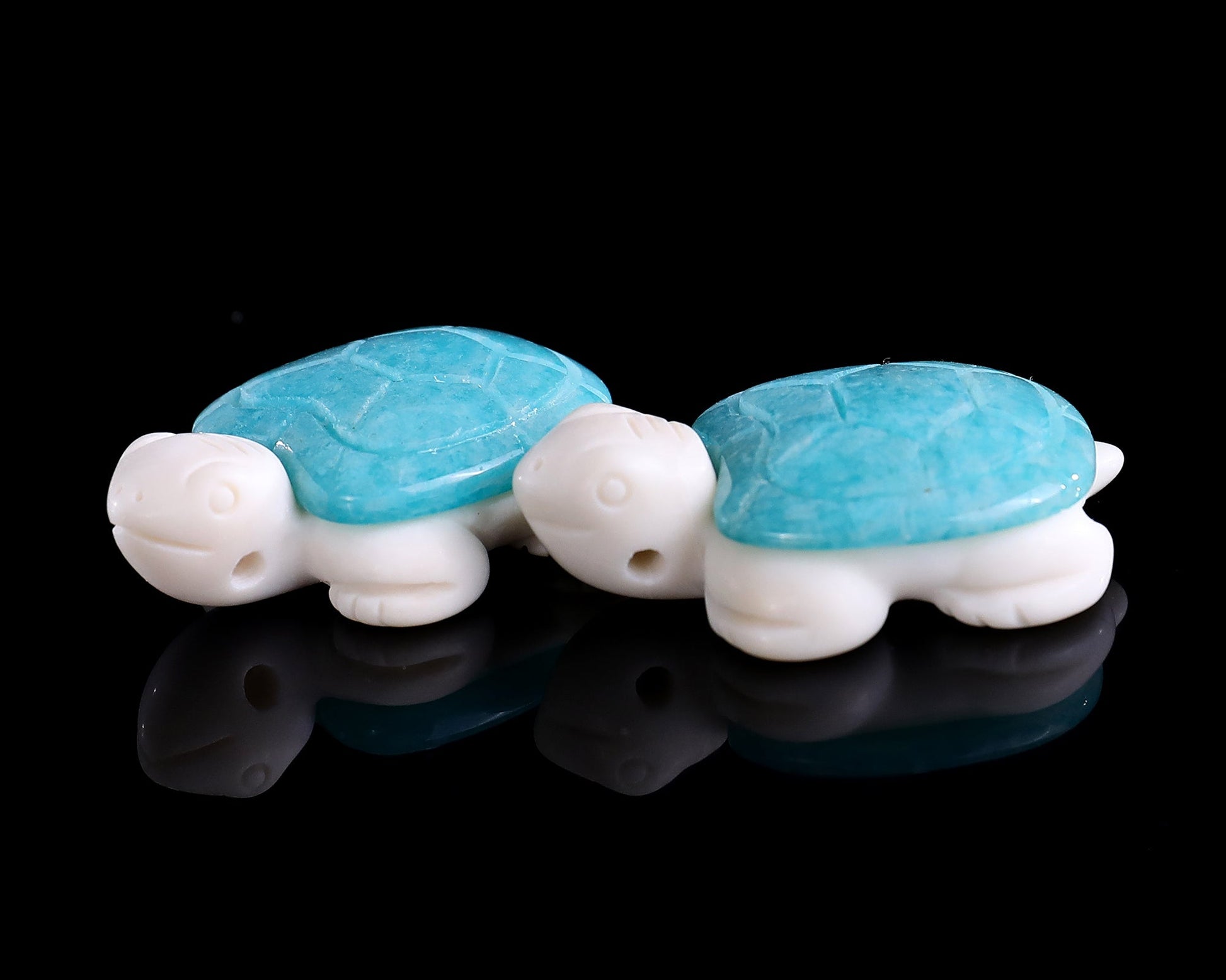 Nicedony 1.5" Amazonite Hand Carved Crystal Mini Turtle Pendant 3pcs - View 9