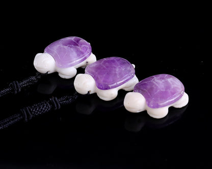 Nicedony 1.5" Amethyst Hand Carved Crystal Mini Turtle Pendant 3pcs - View 2