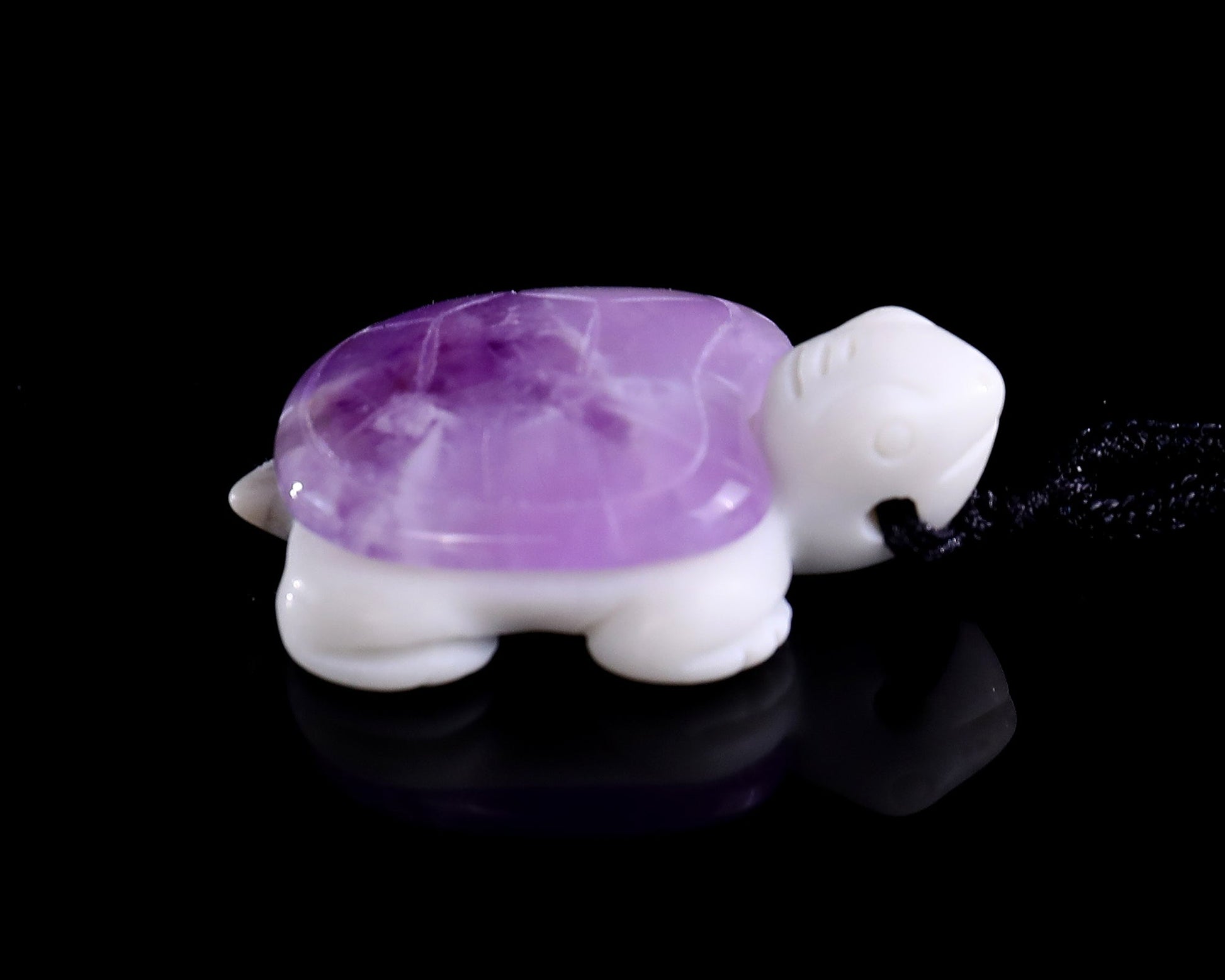 Nicedony 1.5" Amethyst Hand Carved Crystal Mini Turtle Pendant 3pcs - View 3