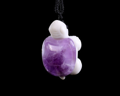 Nicedony 1.5" Amethyst Hand Carved Crystal Mini Turtle Pendant 3pcs - View 6