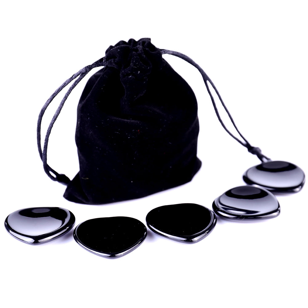 Nicedony 1.5" Black Obsidian Hand Carved Crystal Worry Stone,Massage Tool - View 5