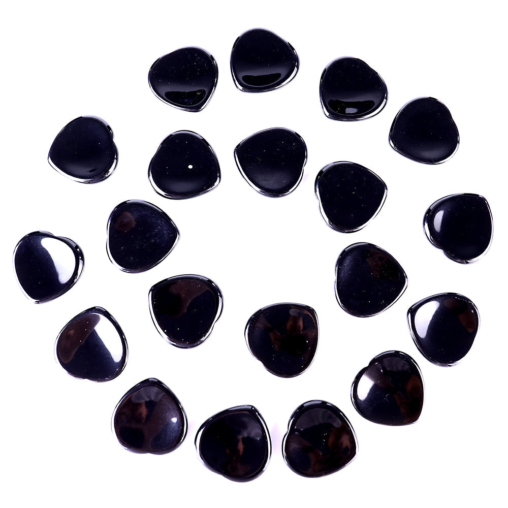 Nicedony 1.5" Black Obsidian Hand Carved Crystal Worry Stone,Massage Tool