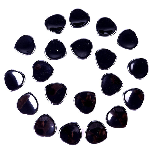 Nicedony 1.5" Black Obsidian Hand Carved Crystal Worry Stone,Massage Tool