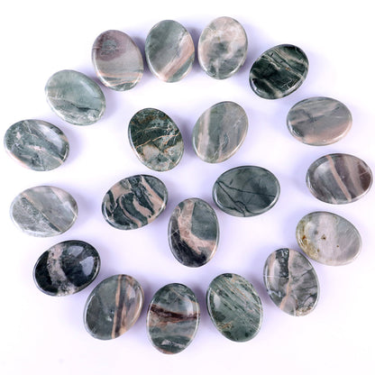 Nicedony 1.5" Jiulong Jade Hand Carved Crystal Worry Stone,Massage Tool