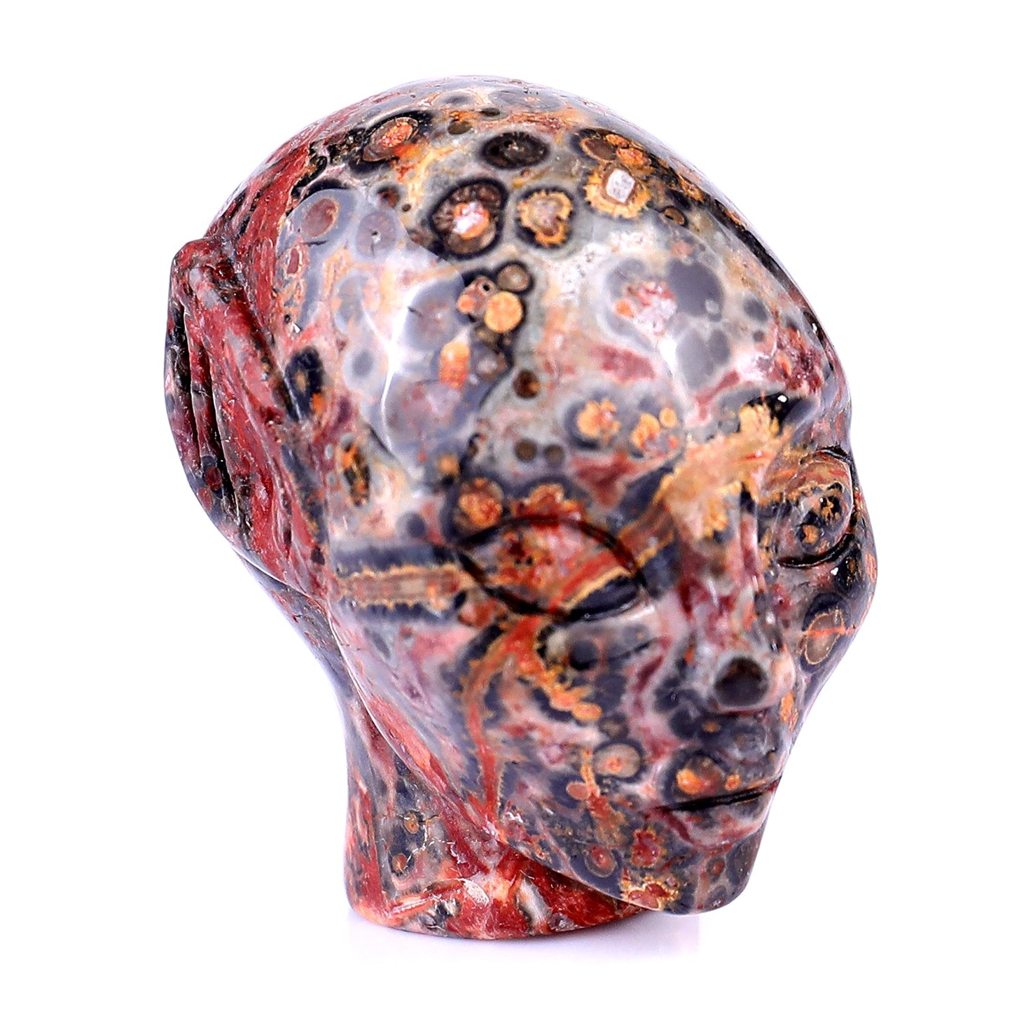 Nicedony 1.5" Leopard Skin Jasper Hand Carved Crystal Elf Alien Sculpture