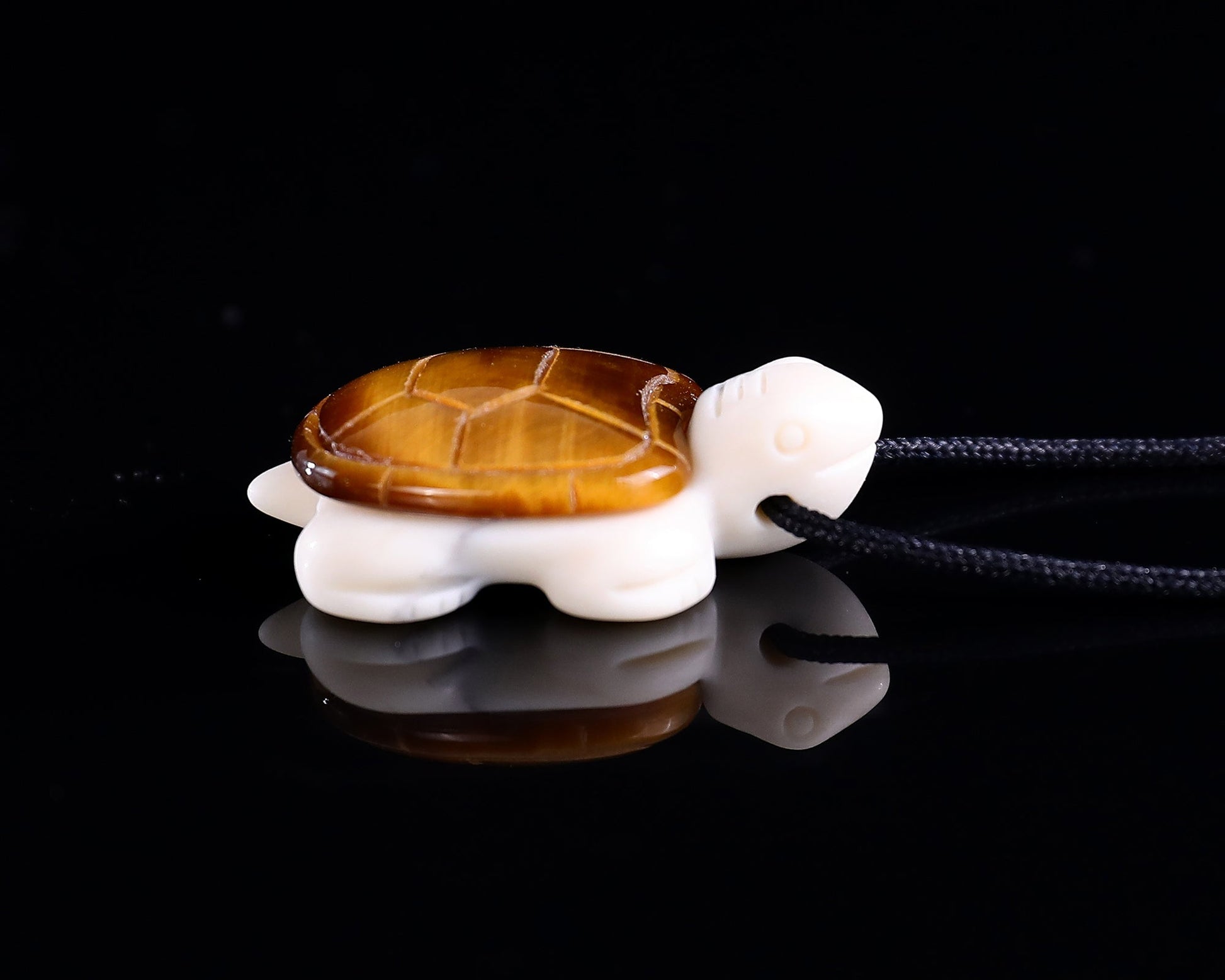 Nicedony 1.5" Tiger Iron Eye Hand Carved Mini Turtle Pendant 3pcs - View 3
