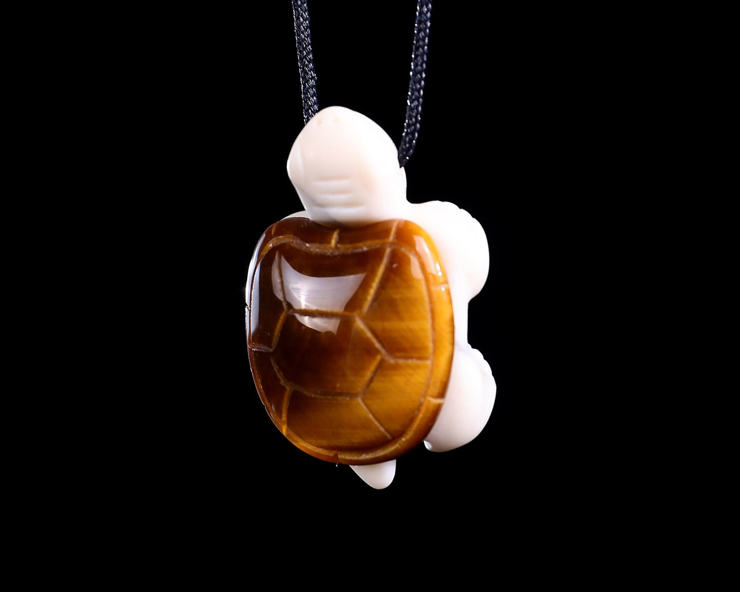 Nicedony 1.5" Tiger Iron Eye Hand Carved Mini Turtle Pendant 3pcs - View 5
