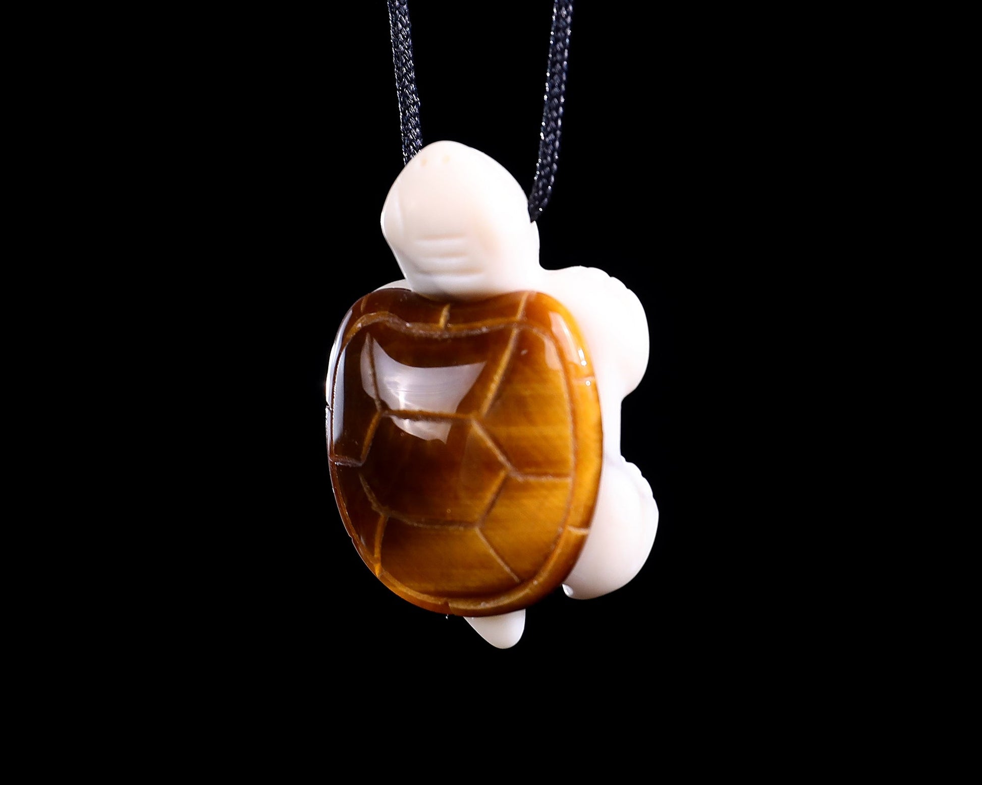 Nicedony 1.5" Tiger Iron Eye Hand Carved Mini Turtle Pendant 3pcs - View 5