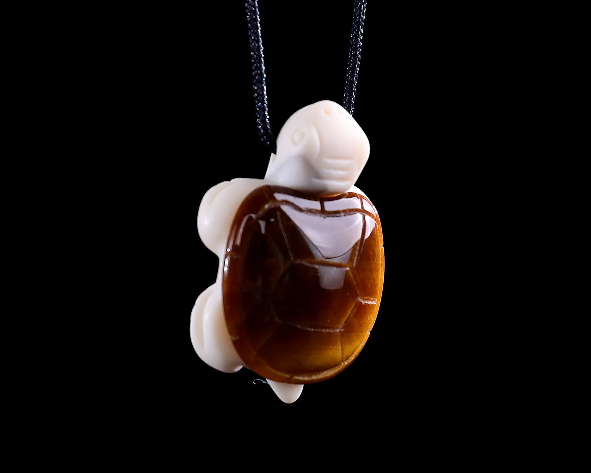 Nicedony 1.5" Tiger Iron Eye Hand Carved Mini Turtle Pendant 3pcs - View 6