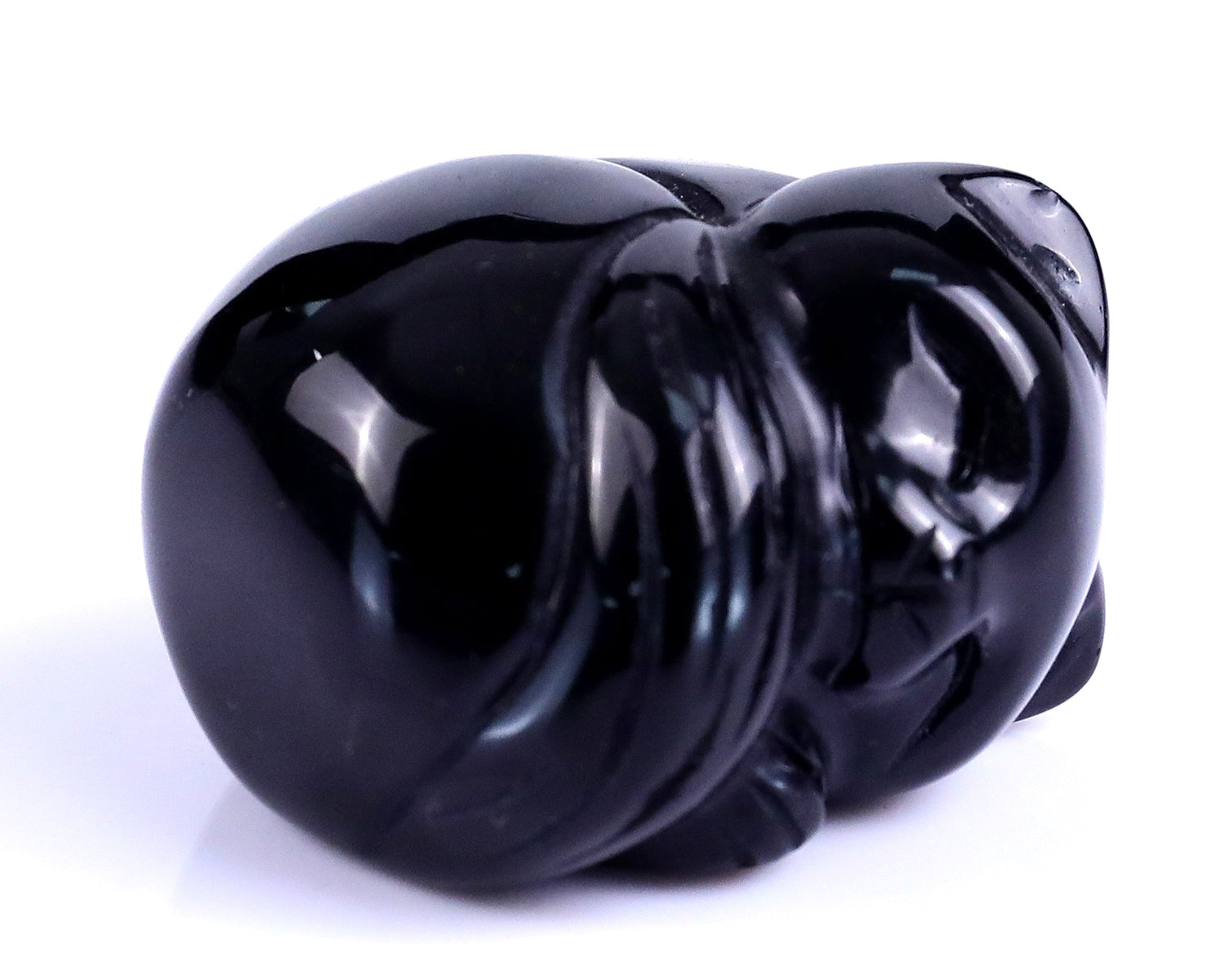 Nicedony 1.6" Black Obsidian Hand Carved Crystal Sleepy Cat Sculpture (SKU: 4100208) - Photo 2