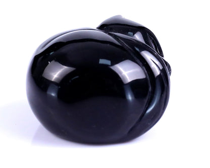 Nicedony 1.6" Black Obsidian Hand Carved Crystal Sleepy Cat Sculpture - View 3