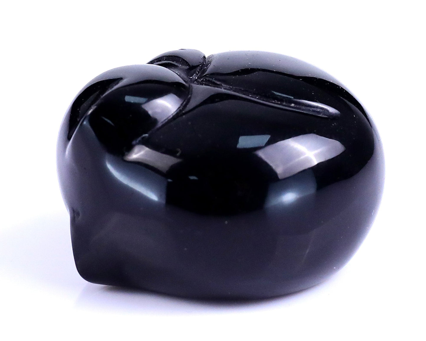 Nicedony 1.6" Black Obsidian Hand Carved Crystal Sleepy Cat Sculpture - View 5