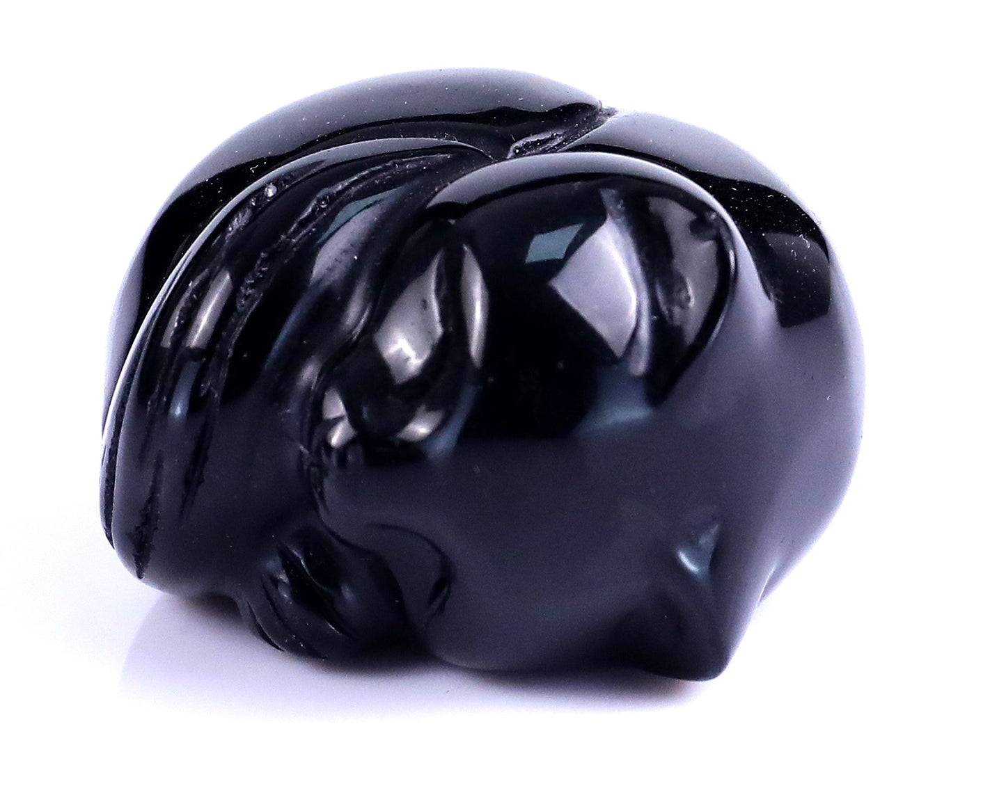 Nicedony 1.6" Black Obsidian Hand Carved Crystal Sleepy Cat Sculpture - View 7