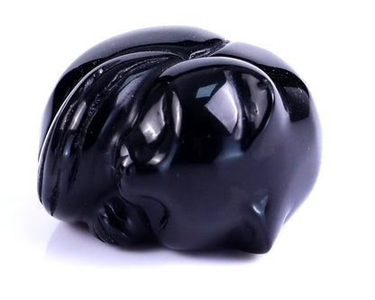 Nicedony 1.6" Black Obsidian Hand Carved Crystal Sleepy Cat Sculpture - View 7