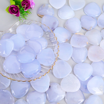 Nicedony 1.6" Blue Chalcedony Hand Carved Crystal Heart Shape Worry Stone - View 4