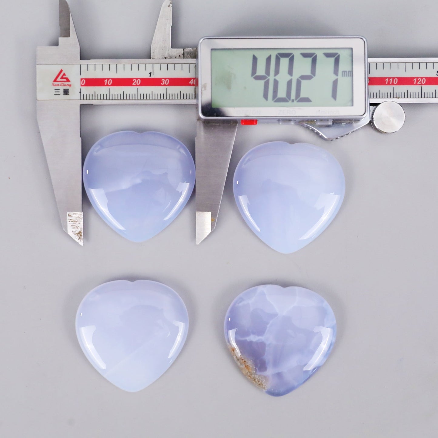 Nicedony 1.6" Blue Chalcedony Hand Carved Crystal Heart Shape Worry Stone - View 6