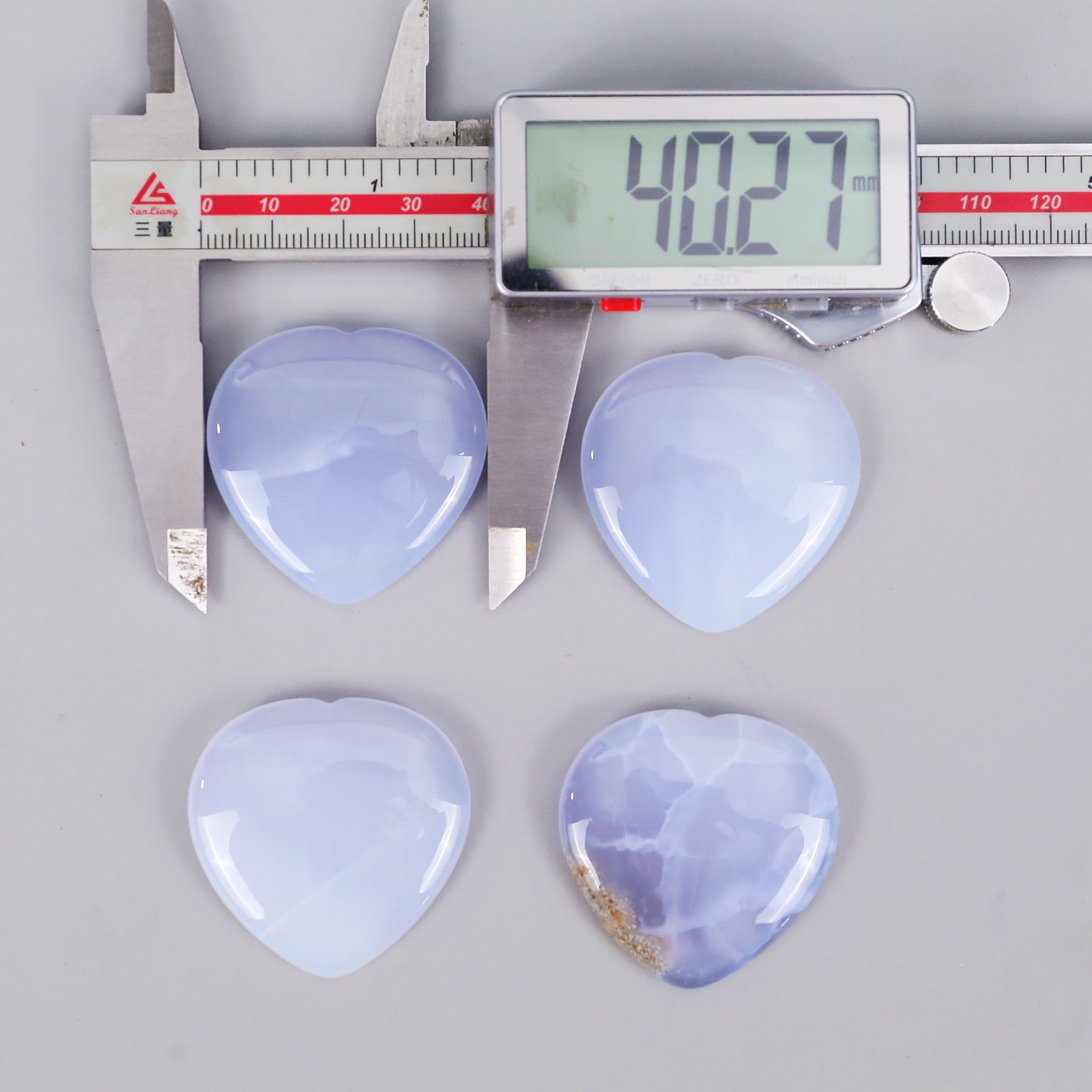 Nicedony 1.6" Blue Chalcedony Hand Carved Crystal Heart Shape Worry Stone - View 6