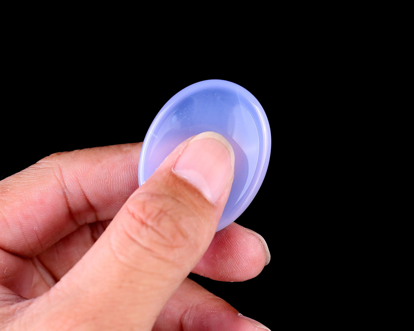 Nicedony 1.6" Blue Chalcedony Hand Carved Crystal Worry Stone - View 6