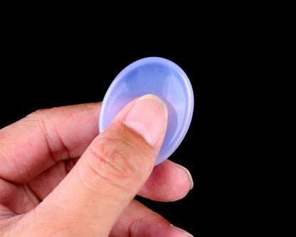 Nicedony 1.6" Blue Chalcedony Hand Carved Crystal Worry Stone - View 6