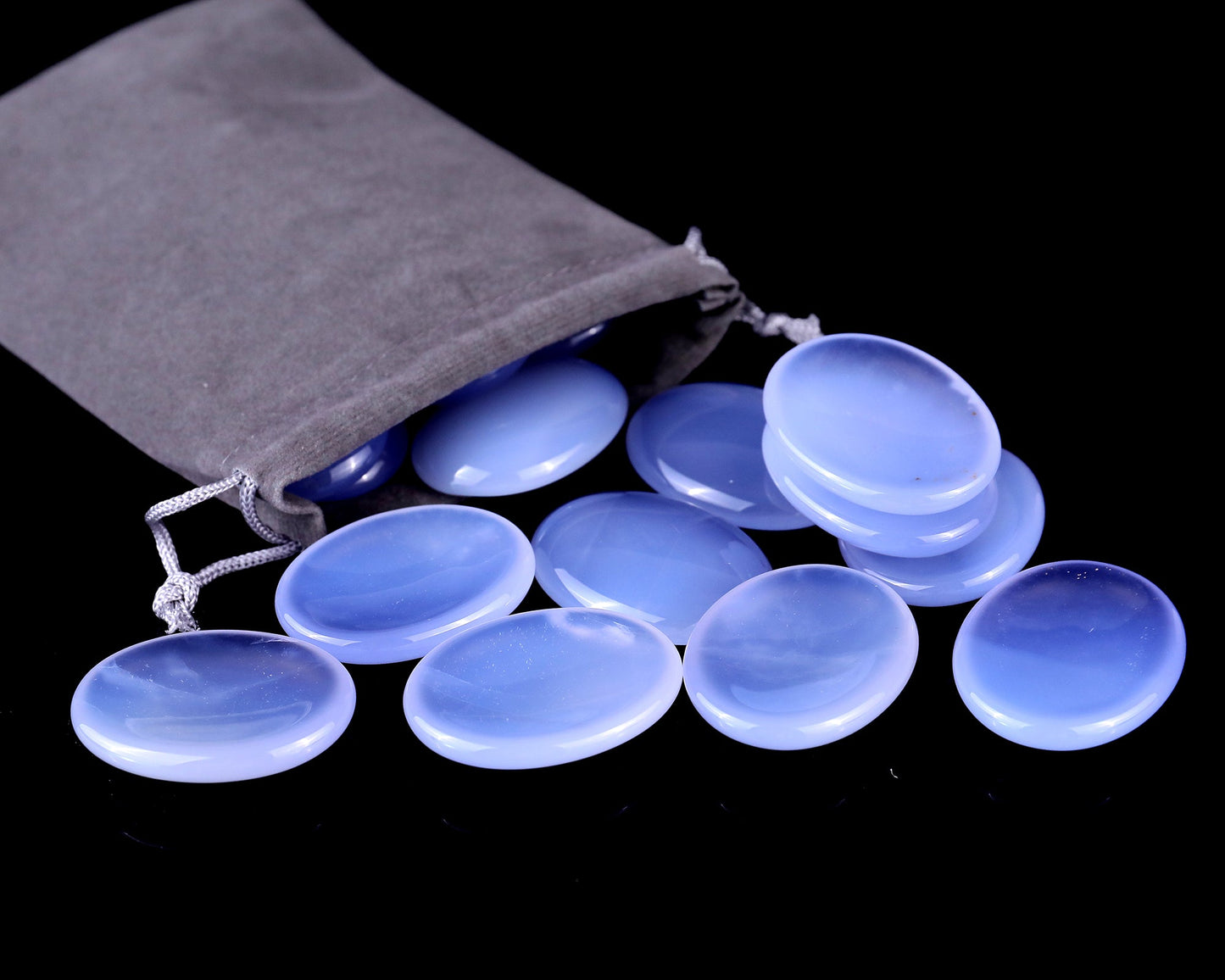 Nicedony 1.6" Blue Chalcedony Hand Carved Crystal Worry Stone - View 7