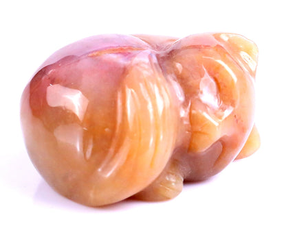 Nicedony 1.6" Chalcedony Hand Carved Crystal Sleepy Cat Sculpture - View 2