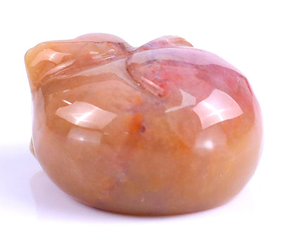Nicedony 1.6" Chalcedony Hand Carved Crystal Sleepy Cat Sculpture - View 4