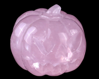 Nicedony 1.6” Rose Quartz Hand Carved Crystal Pumpkin Sculpture