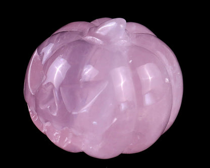 Nicedony 1.6” Rose Quartz Hand Carved Crystal Pumpkin Sculpture - View 7
