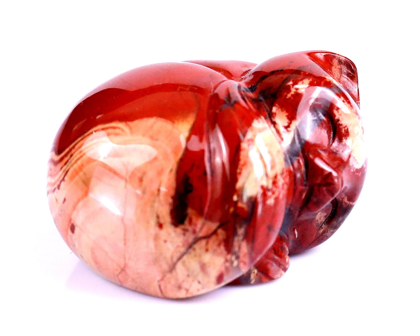 Nicedony 1.6" Red Jasper Hand Carved Crystal Sleepy Cat Sculpture - View 2
