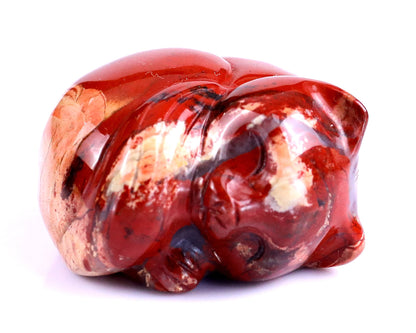 Nicedony 1.6" Red Jasper Hand Carved Crystal Sleepy Cat Sculpture