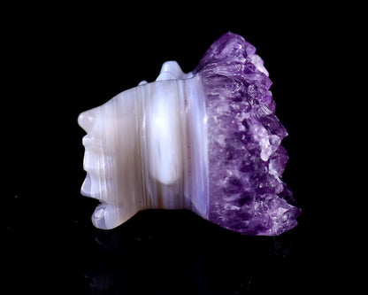 Nicedony 1.7" Amethyst Druse Agate Hand Carved Dragon Skull Sculpture - View 5
